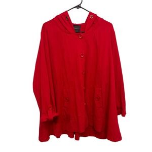Christian Siriano New York Red Hooded Button Front Jacket 1X Womens